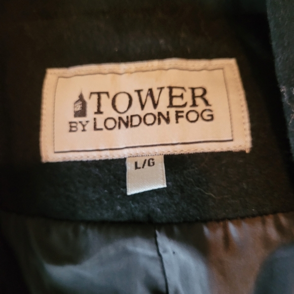 Tower by London Fog Black Wool Blend Pea Coat L - Picture 8 of 8